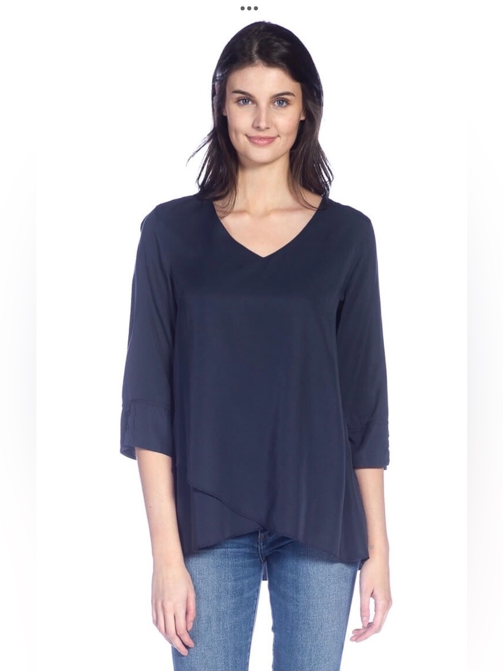 DKR Apparel Lyocell Tulip Hem Tunic Top-Navy